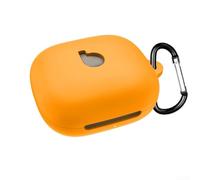 Feegow Funda de silicona para Beats - para Powerbeats Fit 2025, soporte de silicona con mosquetón, funda protectora completa a prueba de golpes (naranja)