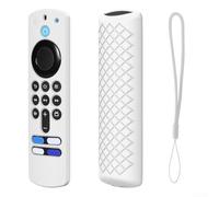 Feegow Funda de silicona para control remoto Fire TV Stick-4K, funda de silicona antideslizante con correa de muñeca (blanco)