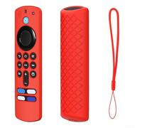 Feegow Funda de silicona para control remoto Fire TV Stick-4K, funda de silicona antideslizante con correa de muñeca (rojo)