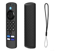 Feegow Funda de silicona para control remoto Fire TV Stick-4K, funda de silicona antideslizante con correa de muñeca (negro)