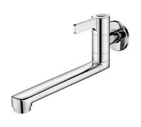 Feegow Grifo mezclador para fregadero de cocina, monomando, acero inoxidable, cuello extendido, montado en la pared, grifo giratorio para fregadero de cocina y baño (20 cm)