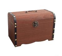 Feegow Hucha de madera con cerradura y llave, hucha segura para guardar y notas, contenedor de almacenamiento retro para niños y adultos, amarillo (A 14,5 x 10 x 9,5 cm)