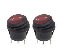 Feegow Interruptor basculante redondo LED rojo de 12 V 20 A, para SPST On/Off para panel de control interior de coche, barco, camión, interruptores de metal iluminados de 3 pines con ranura para