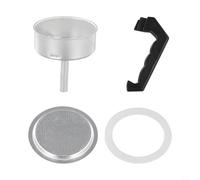Feegow Mango de repuesto, sello de junta, embudo y filtro para cafetera espresso Moka, compatible con modelos de tazas de 1/3/6/9/12, juego de accesorios de aluminio y plástico (9 tazas)