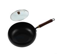 Feegow Olla grande de hierro forjado a mano, sartén de wok sin revestimiento de 26,5 cm para estufas de inducción y gas, base gruesa para una retención superior del calor, utensilio de cocina versátil