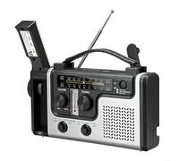 Feegow Radio Solar de Emergencia, Portátil con Manivela Radio Dynamo Weather Am/FM/SW - 1200 mAh, Linterna LED, Luz de Lectura, Termómetro Incorporado, para Emergencias y Aventuras al Aire Libre