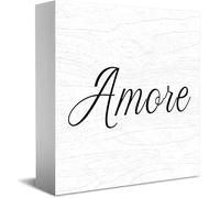 Feehiget Amore - Letrero de madera para decoración de escritorio, rústico para el hogar, estante de pared, regalo de graduación, 5 x 5 pulgadas