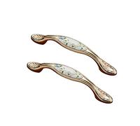 FEEIMOL 2 piezas Cerámica Tiradores de Muebles Vintage Manijas de Gabinete Patrón de Flor Antiguo Tiradores de Puerta Cocina Tirador para Armario de Tocador Pomos de Cajón 128 mm