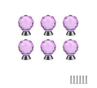 FEEIMOL 6 piezas Pomos de Cristal Colorido Redondos Pomos de Puerta Multicolor de Cristal Pomos Tiradores de Muebles Perilla de la Puerta Manijas para Armario Cocina Agujero Simple