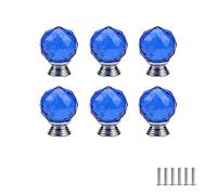 FEEIMOL 6 piezas Pomos de Cristal Colorido Redondos Pomos de Puerta Multicolor de Cristal Pomos Tiradores de Muebles Perilla de la Puerta Manijas para Armario Cocina Agujero Simple