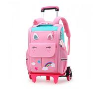 FEEIMOL Mochila con Ruedas para Niñas, Mochila Escolar Trolley Desmontable Moderna para Alumnas de Primaria, Rosa