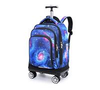 FEEIMOL Mochila Escolar con 4 Ruedas Giratorias, Bolsas para Portátil Mochilas Rolling Trolley Mochila con Ruedas y Asa Telescópica Teenagers (Cielo Estrellado)