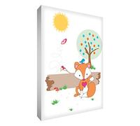 Feel Good Art - Bloque con diseño de zorro en el bosque, regalo de nacimiento, Multicolores, 7.4 x 10.5 cm