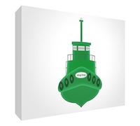 Feel Good Art BOAT-A5BLK-21R-ES - Bloque decorativo recuerdo del bebé, diseño barco, 14.8 x 21 x 2 cm, color verde/blanco