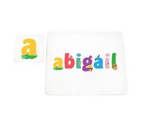 Feel Good Art brillante Mantel individual y posavasos para bebés y niños cute ilustraciones y personalizada con nombre de niña (lhv-abigail)