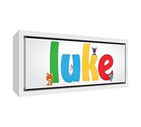 Feel Good Art Cute ilustrativos diseño enmarcado caja lienzo con madera maciza de color blanco Surround (19 x 46 x 3 cm, pequeñas, Luke)