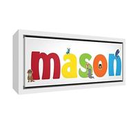 Feel Good Art Cute ilustrativos diseño enmarcado caja lienzo con madera maciza de color blanco Surround (19 x 46 x 3 cm, pequeñas, Mason)