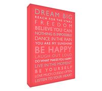 Feel Good Art Gallery - Lienzo decorativo (40 x 30 x 4 cm, tamaño mediano, coral, Be Happy)