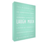 Feel Good Art Gallery Wrapped caja lienzo con sólido Panel frontal en moderno y llamativo diseño de cuadro (30 x 20 x 4 cm, tamaño pequeño, verde menta, reír mucho)