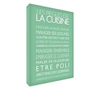 Feel Good Art Lienzo Art de pared con marco de estilo tipográfico moderno y normas de cocina, color verde, 30 x 20 x 4 cm, tamaño pequeño