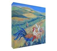 Feel Good Art Lienzo con los colores vivos abstracto parte del artista Val Johnson gallinas en un campo 38 x 38 x 4 cm, mediano