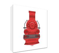 Feel Good Art Lienzo con marco en vidrio sólido, diseño de ilustración moderno época de tren, color rojo, blanco, 14,8 x 21 x 2 cm, modelo grande