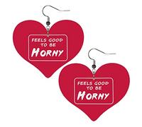 Feel Good To Be Horny Lgbtq Gay Pride Pendientes de cuero para mujer Pendientes colgantes Gota Corazón Colgante con gancho Regalos para niña adulta