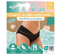 Feel Natural - Bragas de baño menstrual - Bañador para mujer y adolescente - Lavable - Anti fugas - Confort higiénico - Protección absorbente - Flujo ligero - Negro - Talla M
