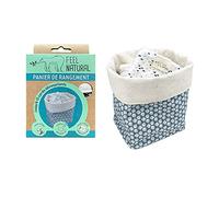 Feel Natural - Cesta de almacenamiento para desmaquillantes cuadrados de algodón puro - Lavable - Tamaño: 10 x 10 x 12 cm - 1 unidad