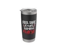 Feel Safe At Night Sleep With A Nurse Funny Nursing Nurses Vaso térmico de acero inoxidable de doble pared