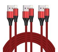 FEEL2NICE Cable Lightning certificado MFi, paquete de 3 cables de carga para iPhone de 1 m y sincronización de datos, cable trenzado de nailon rápido compatible