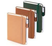 feela Cuaderno de bolsillo, mini bloc de notas de tapa dura con rayas universitarias, suministros escolares de oficina, con 3 bolígrafos negros, 3.5 x 5.5 pulgadas, paquete de 3, A6, colores vintage