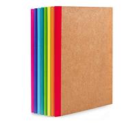 feela Paquete de 8 cuadernos de papel kraft A5, 60 páginas a rayas, cuaderno a granel, cubierta marrón suave, cuaderno múltiple para estudiantes, viajeros, hacer planes, escribir notas, suministros