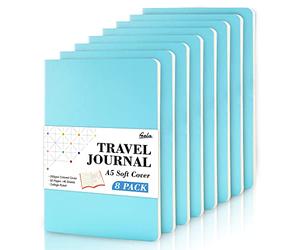 feela Paquete de 8 cuadernos de tapa suave A5 con rayas universitarias para el trabajo, diario de viaje forrado para mujeres y hombres, bloc de notas, suministros escolares, libros de escritura de