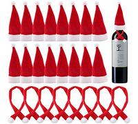 Feelava 16 piezas Mini gorro de Papá Noel y 8 piezas Mini bufanda de Navidad,lindo sombrero de piruleta de Navidad Tapas de botellas Cubiertos de plata para la decoración de la mesa