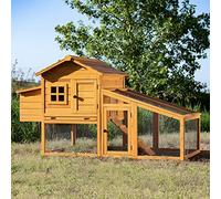 FeelGoodUK - Gallinero, casa para avicultura, casa para nido de aves, con corral incluido y bandeja para limpieza, innovador mecanismo de candado modelo NCH10 L GOLDEN