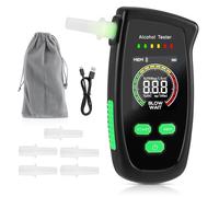 Feelhap Alcoholimetro Homologado Profesional Alcoholímetro Test, Recargable alcoholímetro de Alta Precisión con Pantalla LCD y 5 Boquillas, Etilometro Portátil para Uso Doméstico y Fiestas