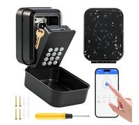 Feelhap Cajetin Llaves con Codigo,Grande Caja Seguridad Llaves Exterior Impermeable Caja Fuerte Llaves,Smart Lock Box Bluetooth Compatible con Aplicación TTLock y Código Pin para Hogar Garaje Oficina
