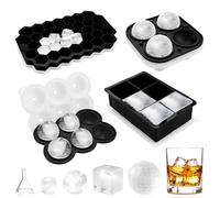 Feelhap Cubiteras para Hielo Grande con Tapa,4pcs Bandejas de Cubitos de Hielo,Moldes para Cubitos de Hielo,Bandeja de Hielo Sin BPA Fácil Quitar Apilables Moldes de Silicona para Cócteles,Whisky,Vino
