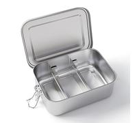 Feelhap Fiambrera de Acero Inoxidable,1400ml Fiambrera a Prueba de Fugas con 2 Partición Extraíble,Fiambrera Metalica Hermetica Caja de Almacenamiento de Alimentos para Niños y Adultos