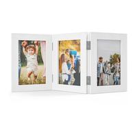 Feelhap Marcos de Fotos Triple Marcos de Fotos para 3 Fotos de Madera Plegable Madera Marco para Retrato Blanco Marco Decoración hogareña Familia Amigo Regalo Escritorio Decorar (10 x 15 cm)