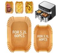 Feelhap Papel Horno para Freidora, 120pcs Papel para Freidora de Aire para Moulinex Air Fryer 5,2/3,1 L, Philips Airfryer Serie 3000, Cecotec 5,5/3,5 L, Papel Desechable Antiadherentes Papel de Horno