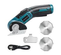 Feelhap Tijera Electrica Costura,Tijeras Eléctricas Inalámbricas 4V,Cortador de Tela Recargable con Interruptor de Seguridad y 3 Cuchillas de Corte,Cúter Rotativo Eléctrico para Tela Alfombra Cuero