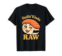 Feelin' Kinda Raw Sushi Crudo Divertido Camiseta gráfica económica, Hombre, Negro, L