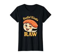 Feelin' Kinda Raw Sushi Crudo Divertido Camiseta gráfica económica, Mujer, Negro, XS