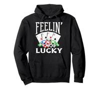 Feelin Lucky Casino Juegos de Azar Cartas de Poker Vegas Chips Sudadera con Capucha