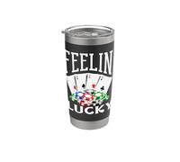 Feelin Lucky Casino Juegos de azar Cartas de Poker Vegas Chips Vaso térmico de acero inoxidable de doble pared
