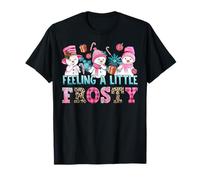 Feeling A Little Frosty Pink Snowman Christmas Hombres Mujeres Niños Camiseta