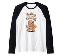 Feeling Extra Crumby, Divertido Juego de Palabras, Triste, Hombre de Jengibre, Navidad Camiseta Manga Raglan