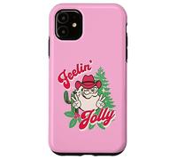Feeling Jolly Pink Cowboy Santa Western Christmas Carcasa para iPhone 11